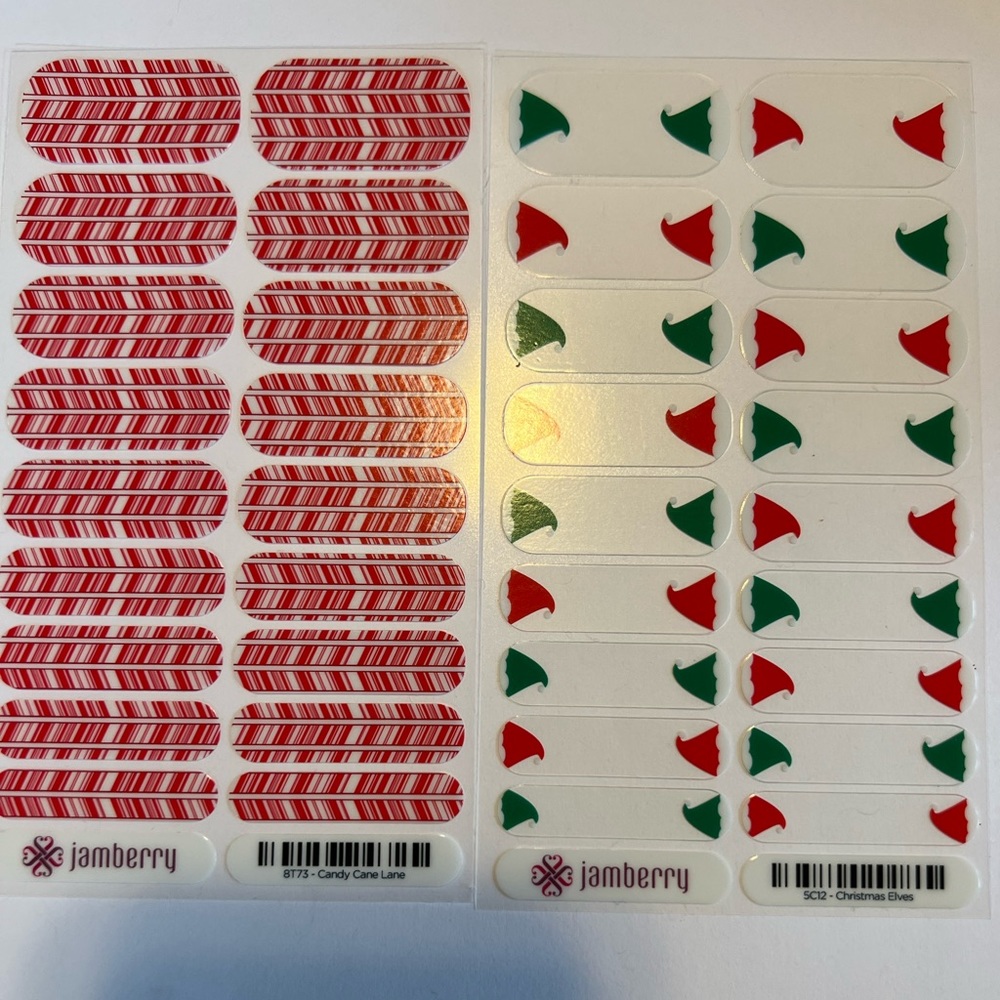 🎄 Jamberry Nail wrap set Christmas Elves & Candy Cane Lane 🎁